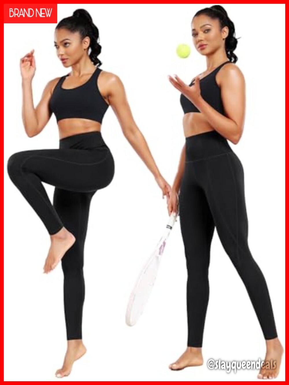 High Waist Leggings with Pocket - 4 Way Stretch Non See-Through Yoga Pants - Picture 6 of 7